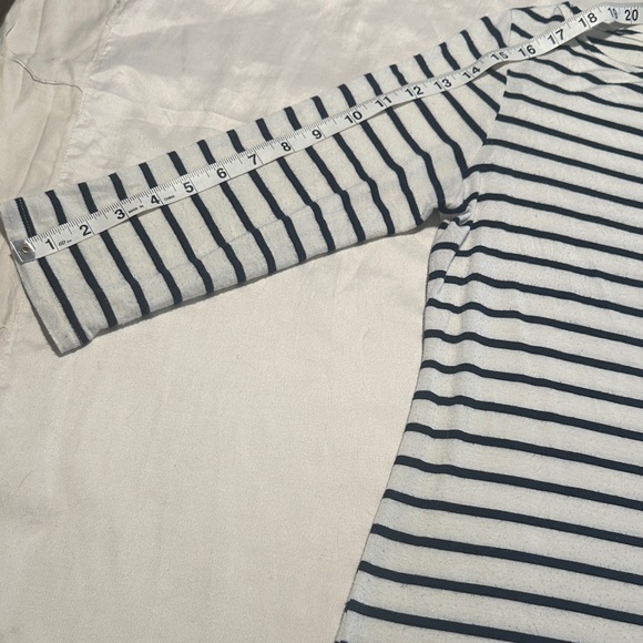 Amour Vert White & Navy Stripe Modal Top Sustainable Striped Size M - Picture 6 of 7